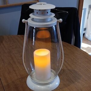 Source Unknown Cream Lantern with Candle